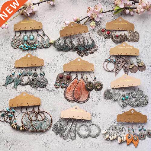 Vintage 2020 Metal Dangle Drop Earrings Sets Bundles for Wom