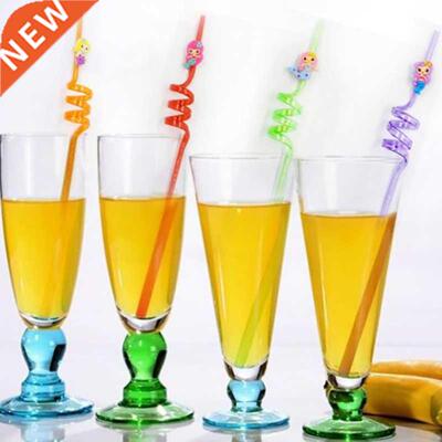 Cartoon Unicorn Plastic Spiral Drinking Straws Use Birthday