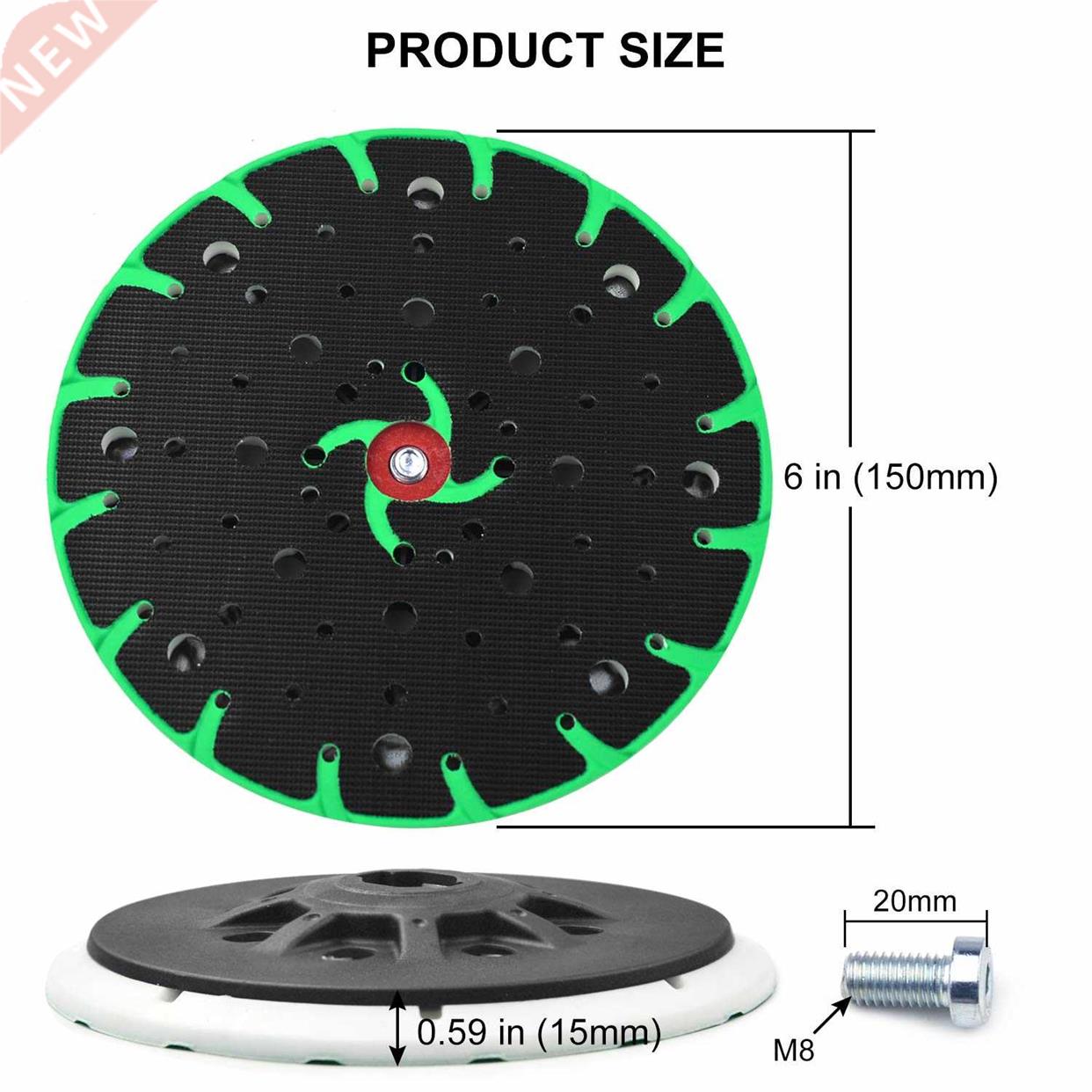 6 Inch 48-Hole Back-up Sanding Pad M8 and 5/16-24