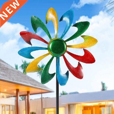 New Windmill Garden Decor Colorful 12 Leaf Metal Wind