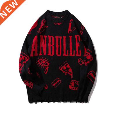 2020 Harajuku Knitted Sweaters Men Hip-Hop Letter Printed Sw
