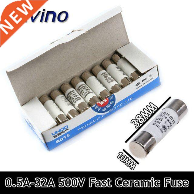 5Pcs 10*38 Fast blow Ceramic Fuse 10x38mm Fuse 500V 0.5A 1A
