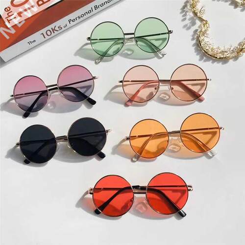 New Child Cute Retro Metal Round Frame Sunglasses Kids Summ