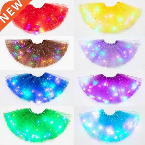 LED Glowing Light Women Tulle star Skirt Short Tutu Mini Sk
