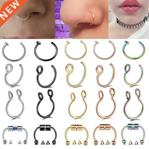 1Pc Stainless Steel Fake Nose Ring Hoop Septum Rings C Clip