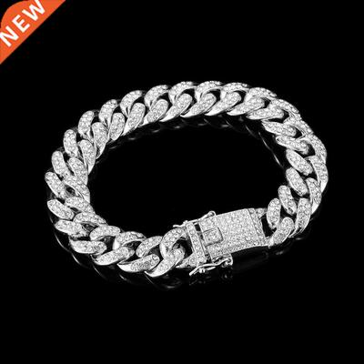 Luxury Fashion Rhinestone Bracelet Women Men Hiphop Cuban Li