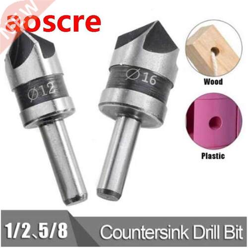 2Pcs 5 Flute Countersink Drill Bit HSS 82 Degree Point Angle