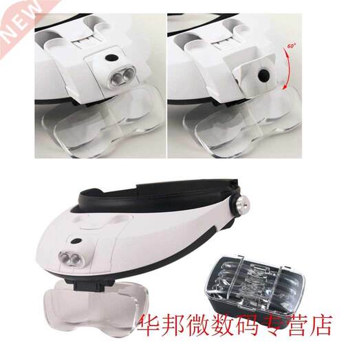 Dental Loupes Headband 5Lens Binoculars Third Hand Magnifier