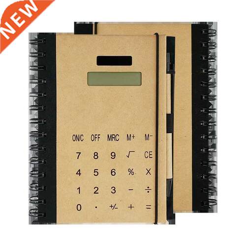 Kraft Paper Retro Solar Calculator Notebook Combo with Pen f