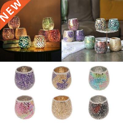 European Glass Mosaic Candle Holder Tea Light Candelabrum