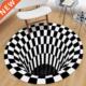 Creative Round Area Black Lattice White Rug