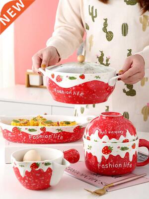 Ceramic rice bowl home single lovely rawberry creative