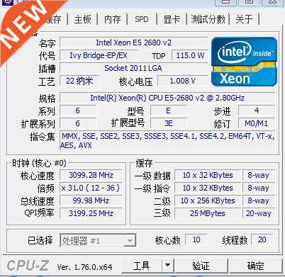 Xeon Processor E5 2680 V2 CP 2.8 LGA 2011 SR1A6 Ten Cores S