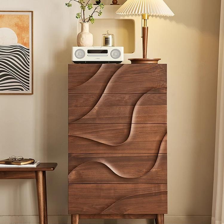 北美黑胡桃木全实木原木五斗柜家用卧室六斗柜客厅简约收纳储物柜