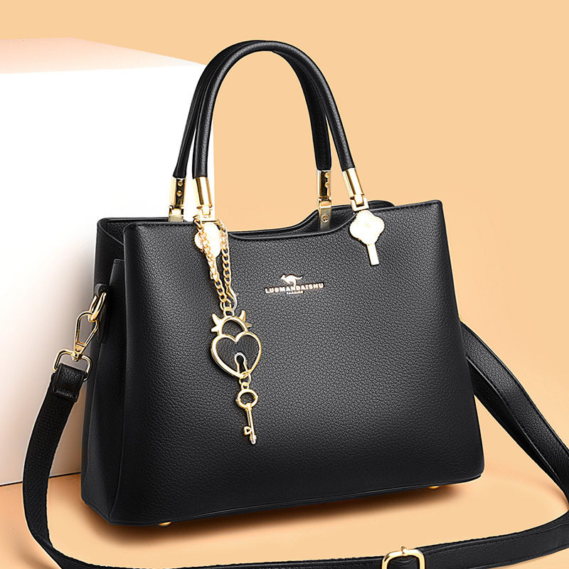 红色真皮手提包女大容量2025新款单肩斜挎中年女士妈妈款包包