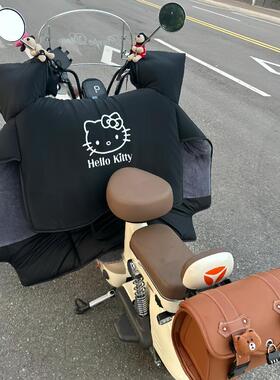 冬季黑色kt猫挡风被加绒加厚可爱卡通防水保暖适用于通用爱玛雅迪