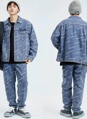 2024新款复古牛仔套装男女情侣
