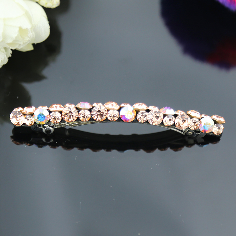 韩国横夹水钻发夹小号弹簧夹刘海夹一字型细长顶夹立体镶钻头夹