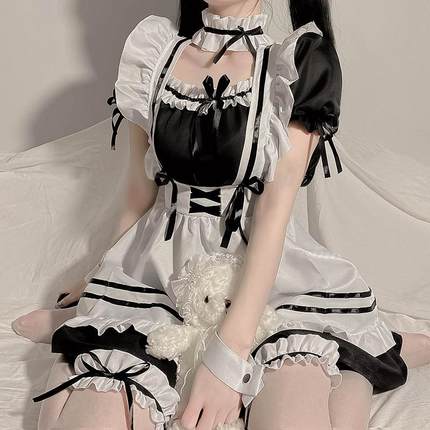 情调内衣女仆cos制服连衣裙大码纯欲诱惑 性感女佣睡衣jk情侣套装
