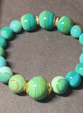 益嘉【黑黑主播专拍】绿松石多雕刻手链diy单圈手串直播特惠专拍9