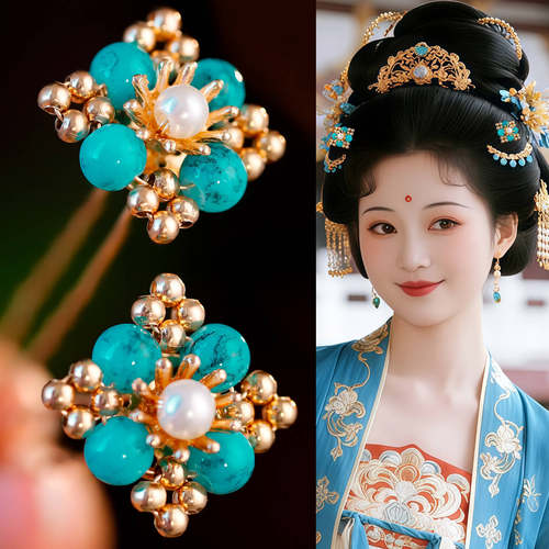 古风汉服宫廷影楼妆造写真纯手工琉璃小u钗百搭气质清新发钗配饰