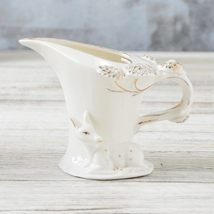 描金新中式奶罐 咖啡奶罐奶盅 创意浮雕陶瓷奶罐 奶杯 公道杯瑕疵
