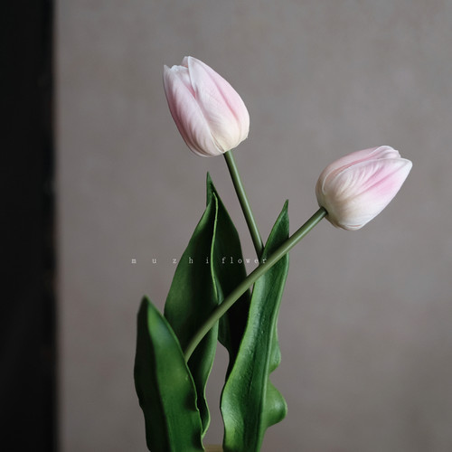 桃粉手感保湿逼真郁金香仿真花