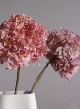 仿真花高级感逼真绣球白色蓝色粉色轻奢高端花艺客厅插花摆件装饰