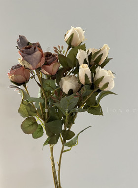 仿真花加花瓶轻奢复古玫瑰花高档客厅餐桌花摆花假花插花家居装饰