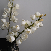 muzhi轻奢高端仿真花白色铃兰假花王兰客厅摆件花艺插花家居装 饰