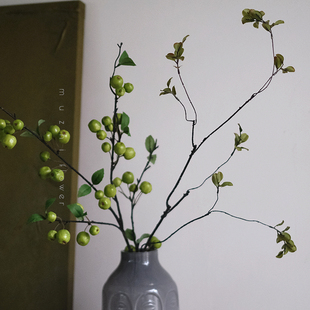 饰摆件 青绿小苹果仿真花束高级感客厅摆设轻奢花艺花瓶插花装