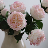 手感保湿 奥斯汀玫瑰仿真花摆设高端轻奢绢花客厅插花花艺花瓶摆件