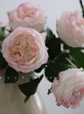 手感保湿奥斯汀玫瑰仿真花摆设高端轻奢绢花客厅插花花艺花瓶摆件