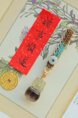 漠源/茶晶貔貅车钥匙扣