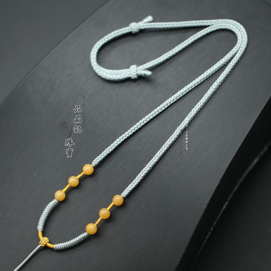 男女手工编织项链挂件绳子吊坠挂绳高端金银佛牌伸缩黄龙玉蜜蜡绳