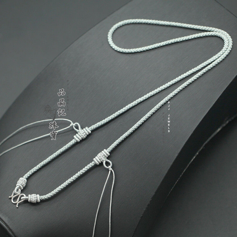 吊坠佛牌八宝罗盘绳古法黄金项链绳复古风项链挂绳925银M扣三挂绳