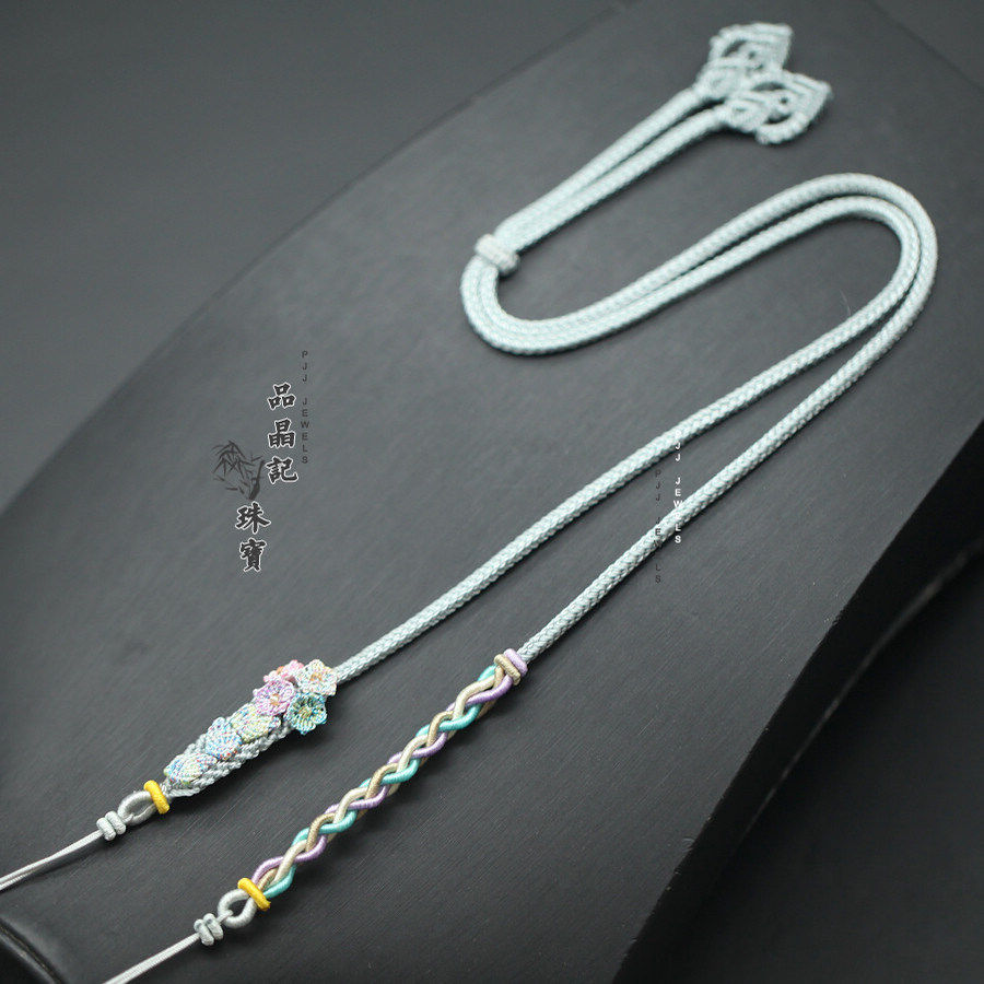 女士款饰品配饰复古风饰品手工编织吊坠挂绳开口横穿翡翠玉天珠