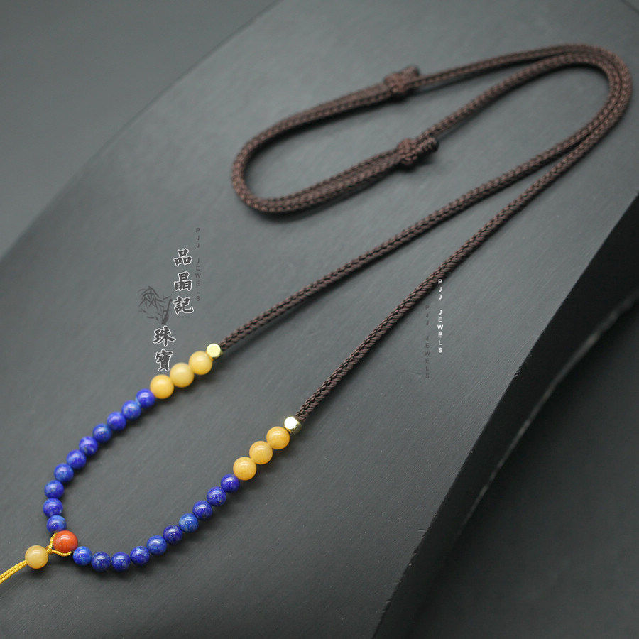 男女手工编织项链挂件绳子吊坠挂绳挂脖调节金银佛牌青金石黄龙玉