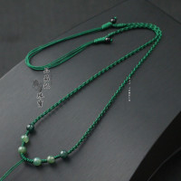 Water grass agate green ghost jade jade necklace pendant lanyard universal accessories punk fresh sweater chain fashion