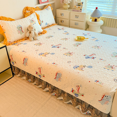 卡通恐龙牛奶绒榻榻米床盖专用四件套冬季加厚农村大炕毯三件套3m