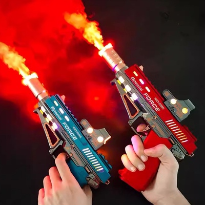 儿童电动玩具枪男孩子仿真冒火发声伸缩喷雾发光沙漠之鹰手枪