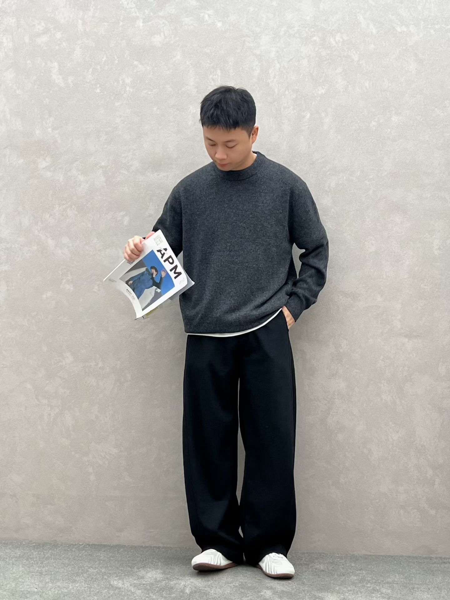 QFO5985新款男士毛衣绵羊毛针织羊毛衫时尚上衣男装潮牌宽松圆领