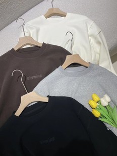 潮牌百搭加绒加厚学生 休闲卫衣宽松圆领男款 陌格9225新款 秋冬男士