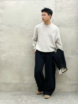 QFO5988新款秋冬男士羊毛衫针织衫圆领毛衣男款宽松星空纯羊毛