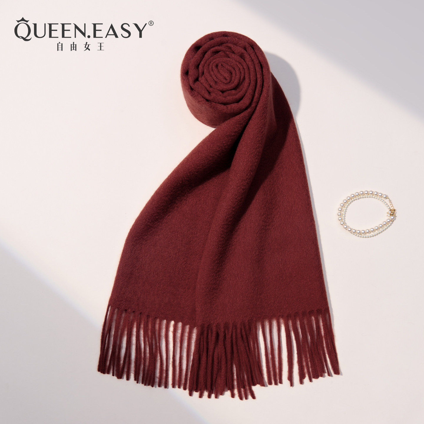 超软糯高档酒红色100%山羊绒围巾女冬季加厚长款围脖妈妈新年礼物,服饰配件/皮带/帽子/围巾,围巾/丝巾/披肩,淘宝优惠券,粉丝福利购,淘宝优惠卷