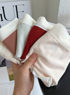 3条 暖呼呼~奶油磨毛羊绒感秋冬柔软保暖内裤女中腰包臀三角短裤