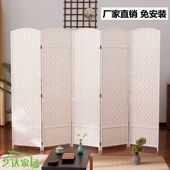 创意手工草编屏风隔断时尚 简约客厅卧室折屏简易折叠移动实木屏风