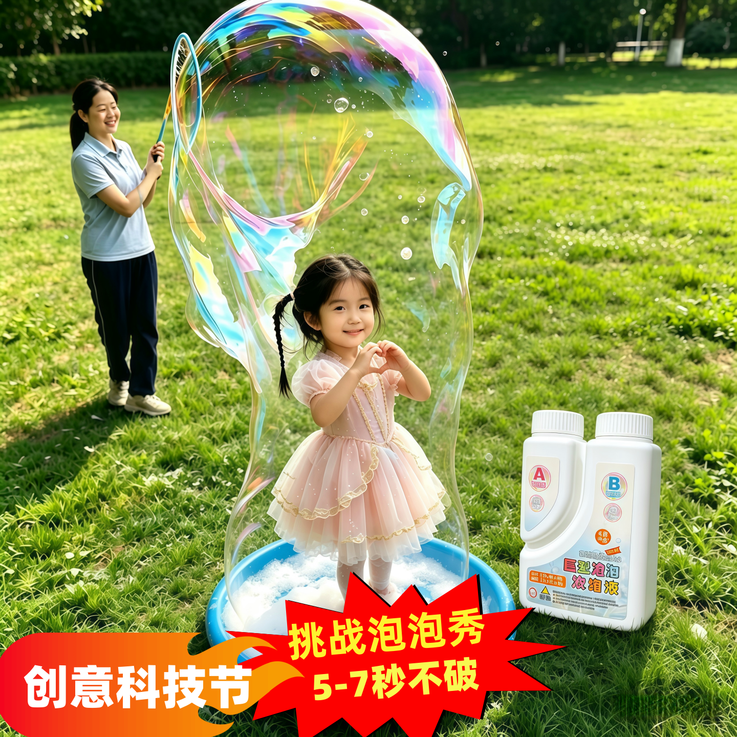 科技节大泡泡圈魔幻炫彩泡泡秀活动幼儿学生亲子套人超大泡泡游戏