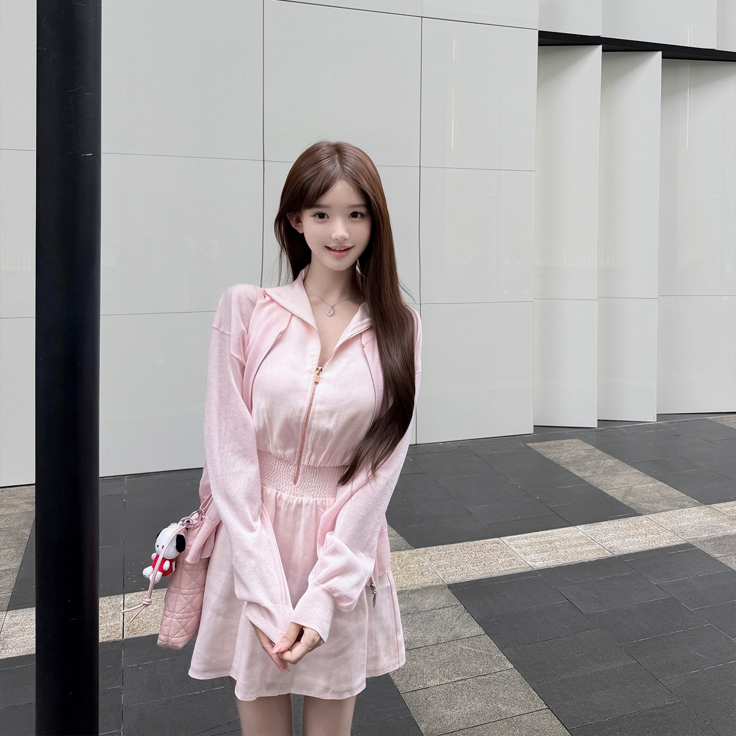 叶嘉Nailah&middot;【蜜桃奶芙】莱赛尔透气圆领拉链防晒开衫长袖外套女