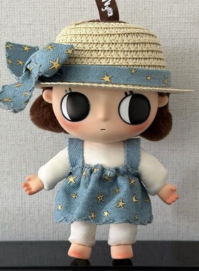 Nyota小小瞬间塔塔娃衣蓝色牛仔背带裙帽子套装配饰衣服着替手作